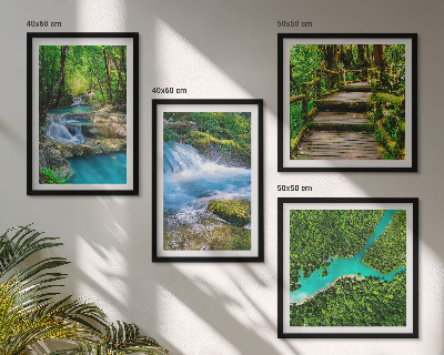 Ensemble de 4 tableaux Forêts verdoyantes, eaux cristallines