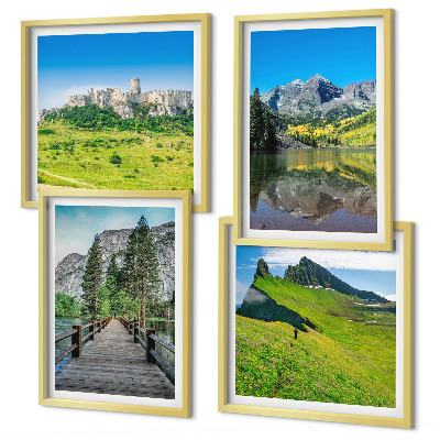 Ensemble de 4 tableaux Des collines verdoyantes avec un château