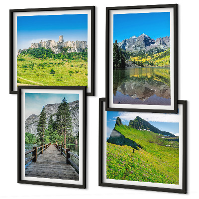 Ensemble de 4 tableaux Des collines verdoyantes avec un château