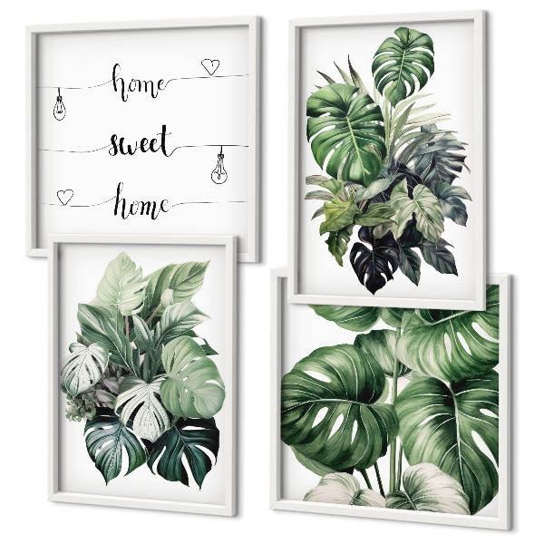 Polyptyque z cadres Aquarelle de feuilles tropicales vertes