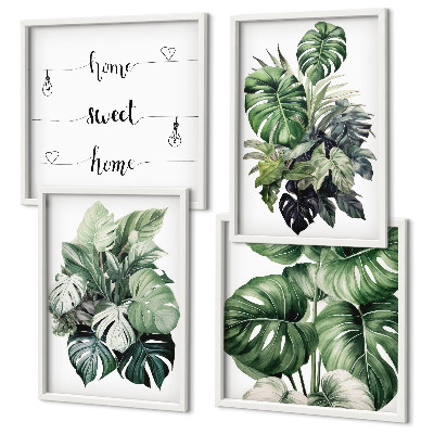 Polyptyque z cadres Aquarelle de feuilles tropicales vertes
