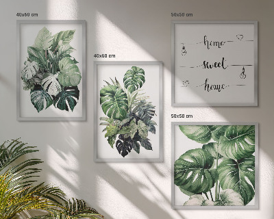 Polyptyque z cadres Aquarelle de feuilles tropicales vertes