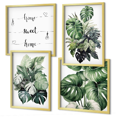 Polyptyque z cadres Aquarelle de feuilles tropicales vertes
