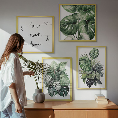 Polyptyque z cadres Aquarelle de feuilles tropicales vertes