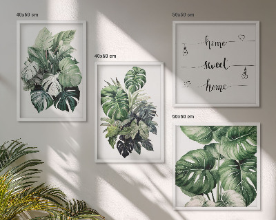 Polyptyque z cadres Aquarelle de feuilles tropicales vertes