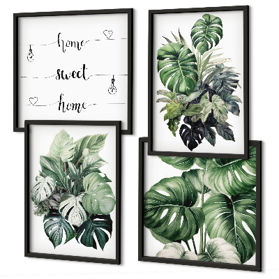 Polyptyque z cadres Aquarelle de feuilles tropicales vertes