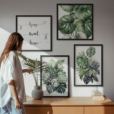 Polyptyque z cadres Aquarelle de feuilles tropicales vertes