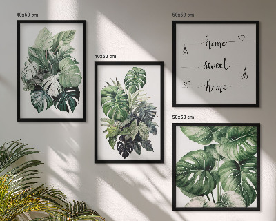 Polyptyque z cadres Aquarelle de feuilles tropicales vertes