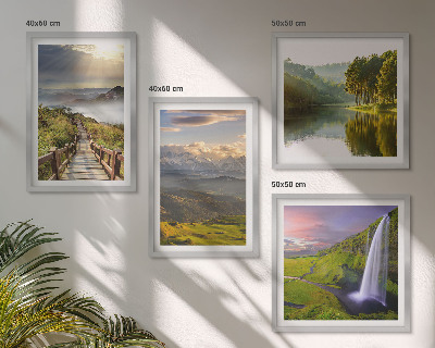 Ensemble de 4 tableaux Paysages de montagne cascade