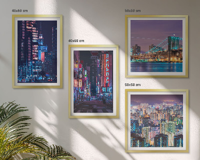 Polyptyque z cadres Villes nocturnes illuminées au néon