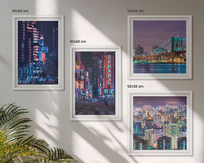 Polyptyque z cadres Villes nocturnes illuminées au néon