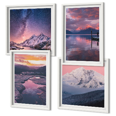 Ensemble de 4 tableaux Montagnes, eau, paysages magnifiques
