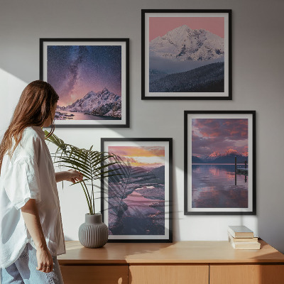 Ensemble de 4 tableaux Montagnes, eau, paysages magnifiques