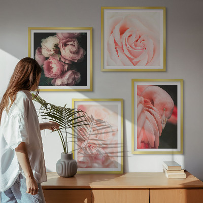 Mur de tableaux Flamants roses pastel