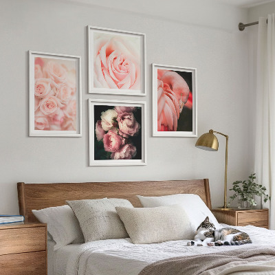 Mur de tableaux Flamants roses pastel