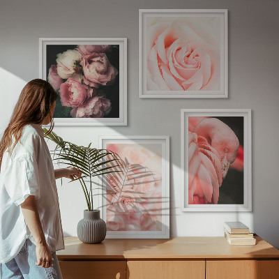 Mur de tableaux Flamants roses pastel
