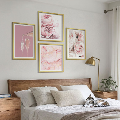 Polyptyque z cadres Roses champagne marbre pastel