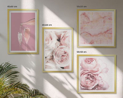 Polyptyque z cadres Roses champagne marbre pastel