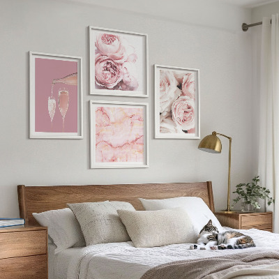 Polyptyque z cadres Roses champagne marbre pastel