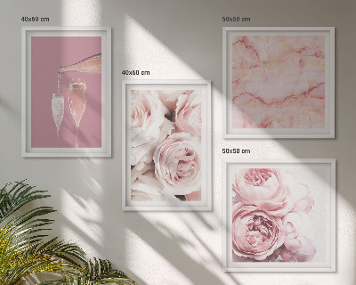 Polyptyque z cadres Roses champagne marbre pastel