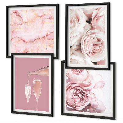 Polyptyque z cadres Roses champagne marbre pastel