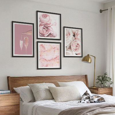 Polyptyque z cadres Roses champagne marbre pastel