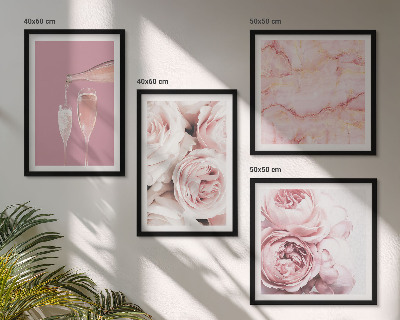 Polyptyque z cadres Roses champagne marbre pastel