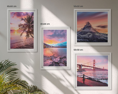 Ensemble de 4 tableaux Paysage du pont au coucher du soleil