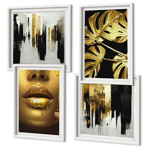 Mur de tableaux Peinture abstraite de feuilles