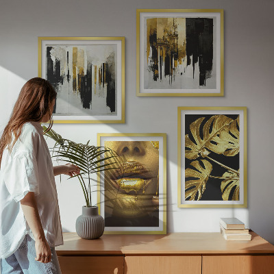 Mur de tableaux Peinture abstraite de feuilles