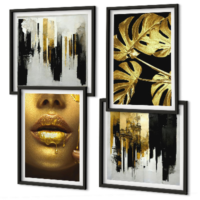 Mur de tableaux Peinture abstraite de feuilles