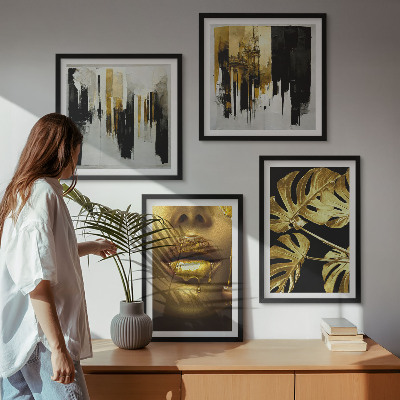 Mur de tableaux Peinture abstraite de feuilles