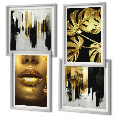 Mur de tableaux Peinture abstraite de feuilles