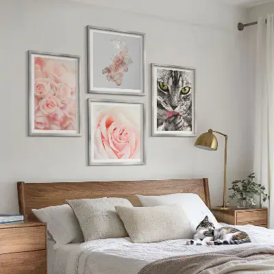 Roses grises abstraites ensemble de 4 tableaux