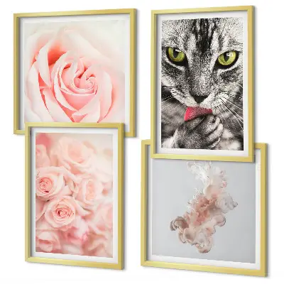 Roses grises abstraites ensemble de 4 tableaux