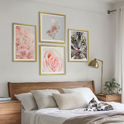 Ensemble de 4 tableaux Roses grises abstraites