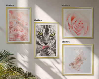 Ensemble de 4 tableaux Roses grises abstraites