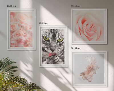 Ensemble de 4 tableaux Roses grises abstraites