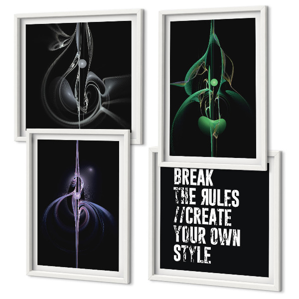 Mur de tableaux Motifs noirs abstraits