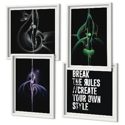 Mur de tableaux avec motifs noirs abstraits