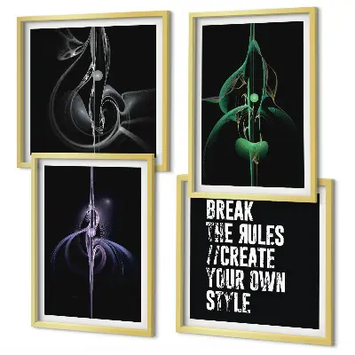 Mur de tableaux avec motifs noirs abstraits