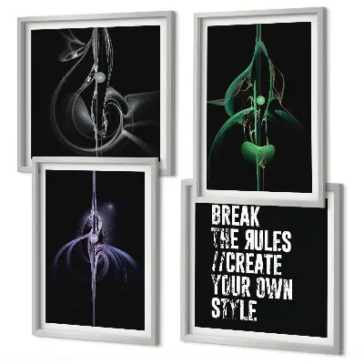 Mur de tableaux avec motifs noirs abstraits