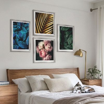 Polyptyque z cadres Feuilles et fleurs en couleurs