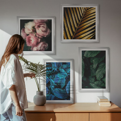 Polyptyque z cadres Feuilles et fleurs en couleurs