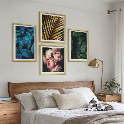 Polyptyque z cadres Feuilles et fleurs en couleurs