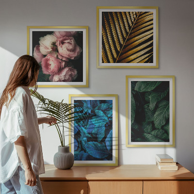 Polyptyque z cadres Feuilles et fleurs en couleurs