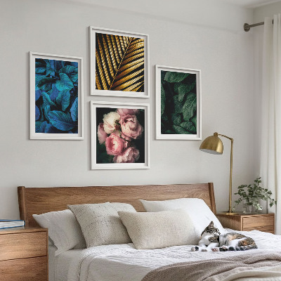 Polyptyque z cadres Feuilles et fleurs en couleurs