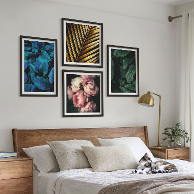 Polyptyque z cadres Feuilles et fleurs en couleurs