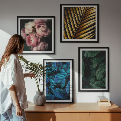 Polyptyque z cadres Feuilles et fleurs en couleurs