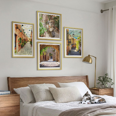 Ensemble de 4 tableaux Rues charmantes et pizza